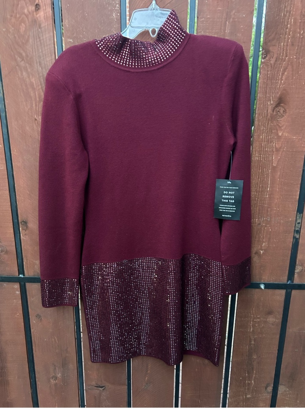 Retrofete Rue Crystal Trimmed Cashmere Blend Mini Dress Port Size large NWT - Picture 2 of 7